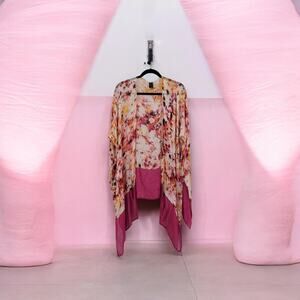 Bohemian Open Front Kimono Cardigan Floral Leaf Boho Hippie Beach One Size
